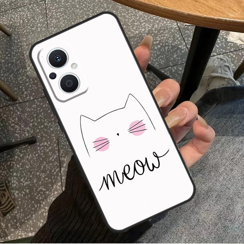 Black Cat Face Kitty For OPPO Reno 14 13 12 11 10 Pro 8T 11F 12F 13F 14F 7 8 Lite OPPO Find X8 X6 X5 X9 Pro Case