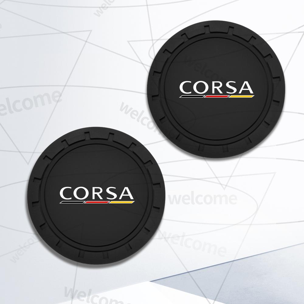 

2pcs PVC For Opel Corsa Insignia LOGO OPC Line GTC Vauxhall Car Coaster Water Cup Anti-Slip Silicone Pads Interior Decoration