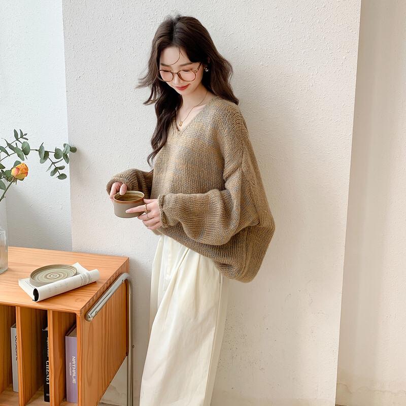 MOCANA Women's V-Neck Loose Knit Sweater