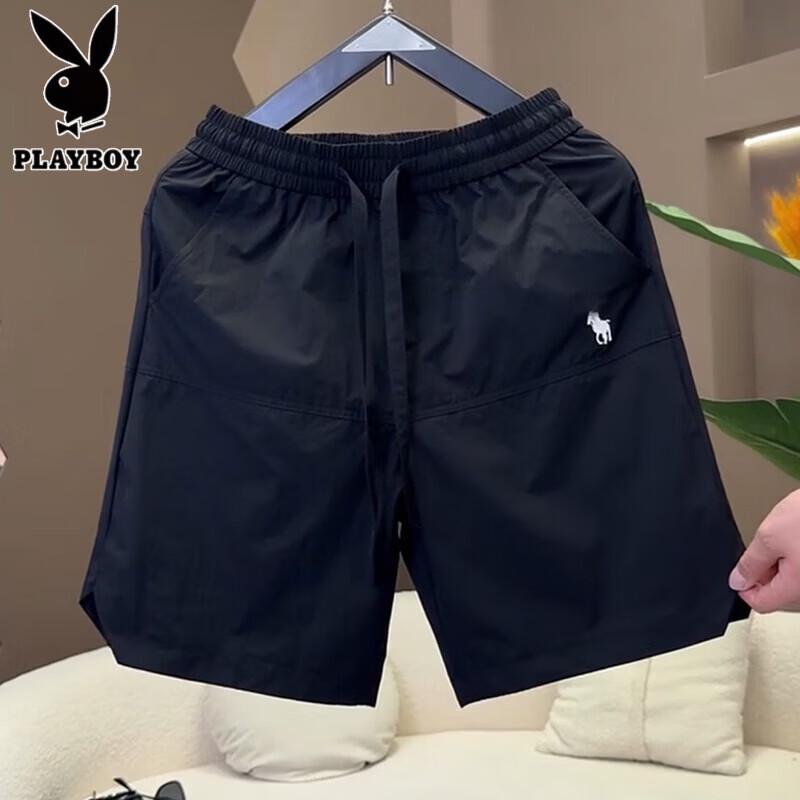 PLAYBOY Men's Quick-Dry Perforated Sports Shorts