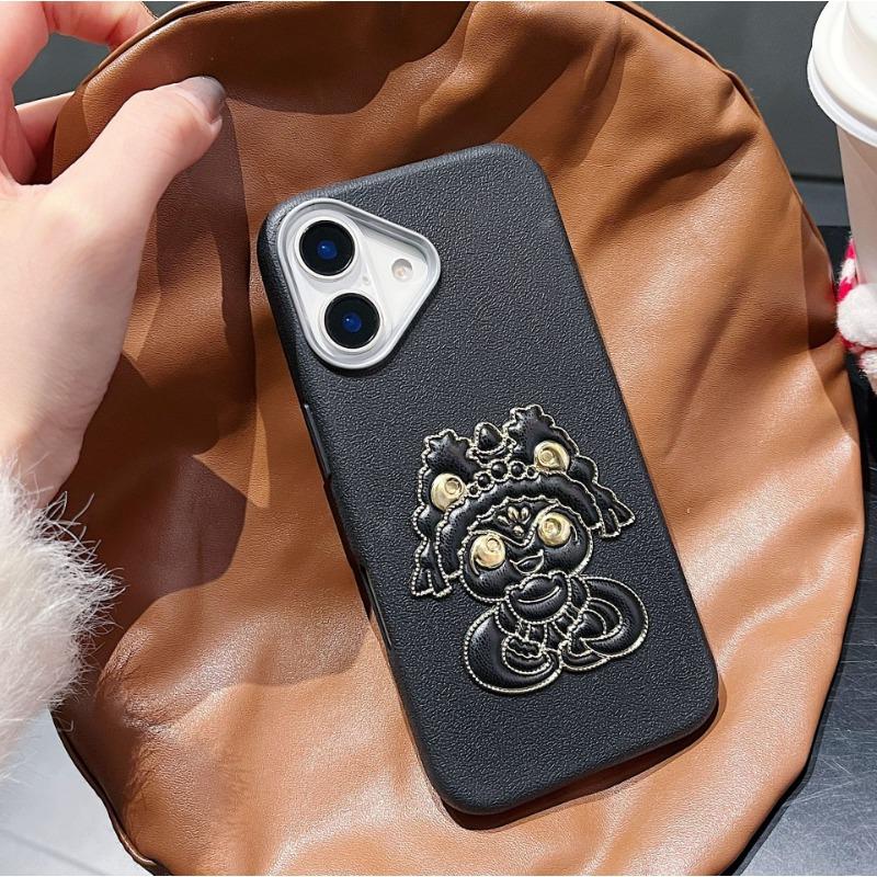 

Подходит для Apple 16proMax Новогодний чехол для телефона Змея iPhone 15 Однотонный кожаный Противоударный 14 Парный защитный чехол iPhone13proMax чёрный