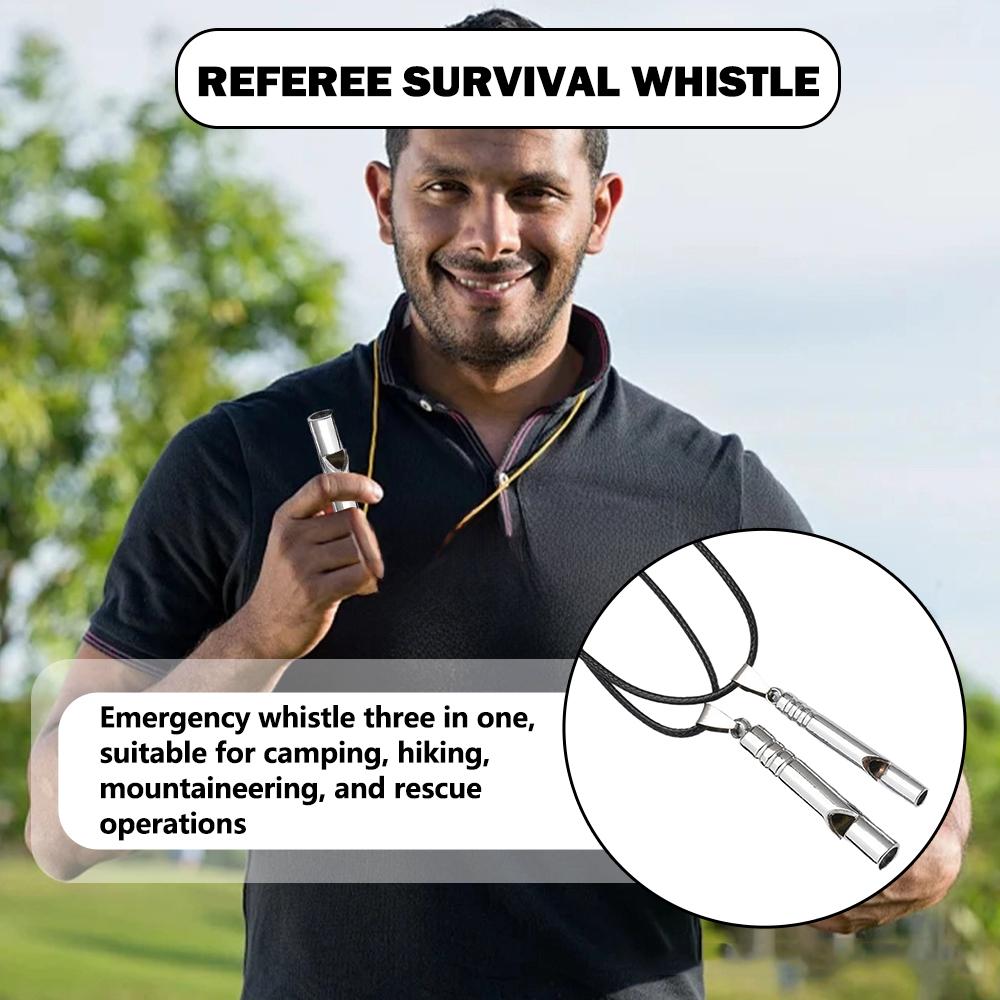Alloy Emergency Whistle Loud Portable Keychain Necklace Whistle EDC Keyring Party Whistle Training School Soccer Supplies New