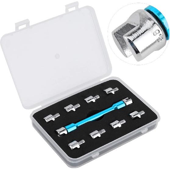 Motorcycle Spoke Wrench Set, CNC 5.0-6.8Mm, 93Mm/3.7In For Most Bikes(Blue)