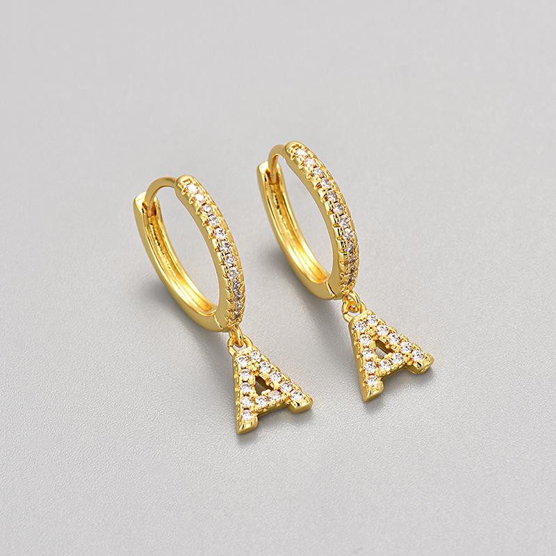 26 Alphabet Letters Earrings Minimalist Chic Light Luxury Hoop Earrings Elegant Atmospheric Fashion Jewelry For Women copper