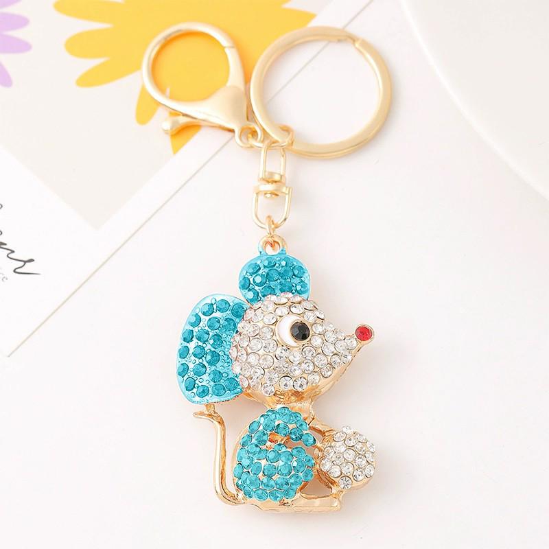 Colorful Rhinestone 3D Tiger Keychain and Metal Backpack Accessory
