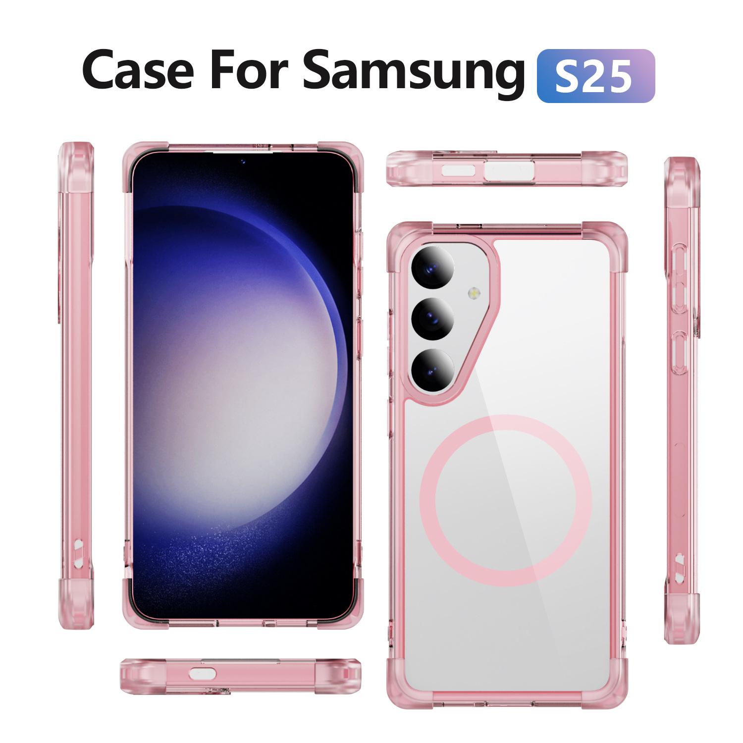 

Popular Mobile Phone Case for Samsung S25 Magnetic Ring Anti-fall Transparent Wireless Charging Transparent Mobile Phone Case NOTE20