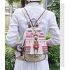 Handmade Retro Backpack Women's Vintage Canvas Backpacks National Style Geometrical Printed Bag Female Simple Travel Backpack