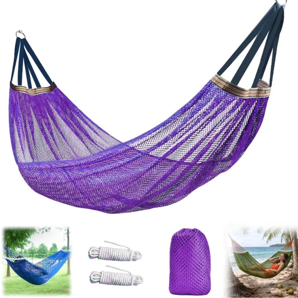 Hammock Without Stand, Portable Lightweight Camping Hammock with Tree Straps Storage Bag, Outdoor Rope Hammock Replacement for Travel