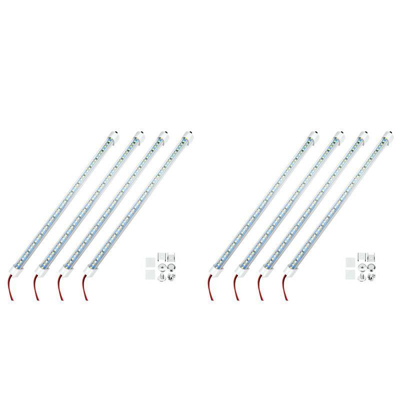 8X 12V Interior LED Light Bar 48 Leds Strip Lights With Switch And Magnets 6500K White Light For Car Van RV With US Plug