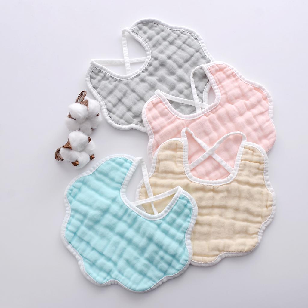 6 Layer Muslin Cotton Baby Bibs With Ties Newborn Soft Absorbent Drool Bibs For Infants Saliva Towel Burp Cloth