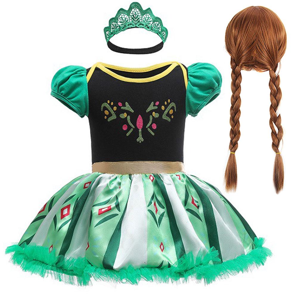 Summer Cool Swimsuit Infant and Toddler Cosplay Anna Princess Dress + Headband + Crown Necklace Gloves Accessories Set