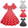 Women's Retro Travel Hem Short Sleeve Polka Dot Mid-Length Hem Dress