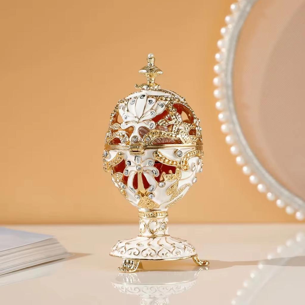 Pudełko na drobiazgi w stylu jajka, ręcznie malowane, dekoracyjne, na zawiasach, klasyczne ozdoby, dekoracja domu, unikalny prezent na Dzień Wielkanocny