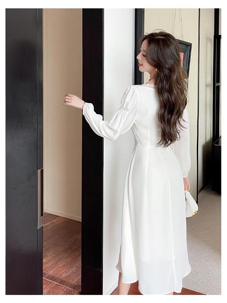 Frühlingsanfang Französisches Prinzessinnenkleid mit eckigem Ausschnitt für Damen