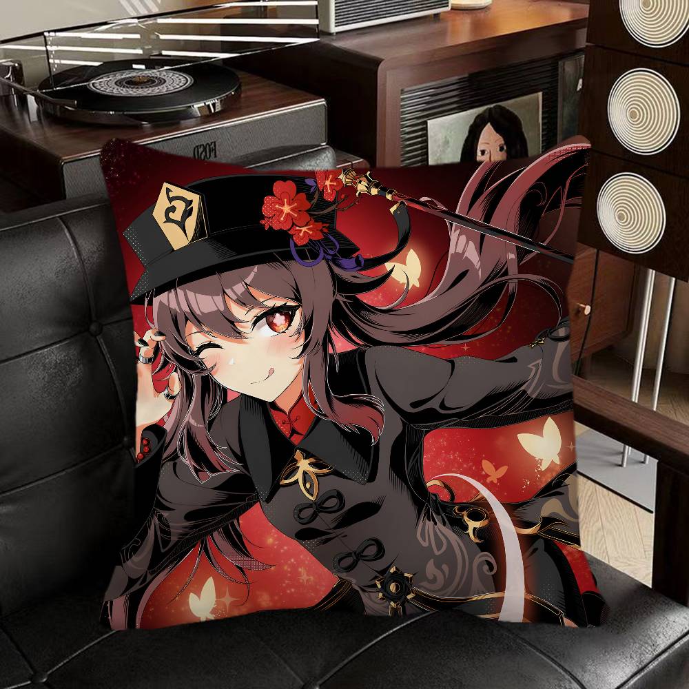 Genshin Impact Hu Tao Game Pillow Case Square Pillow Bedroom Sofa Leisure Comfort Cushion Car Home Decoration