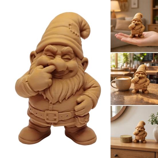 3D Printed Gnome Figurine, Nose Picking Cartoon Gnome Statue, DIY Coloring Painting Dwarf Sculpture for Home Office Desk Decor