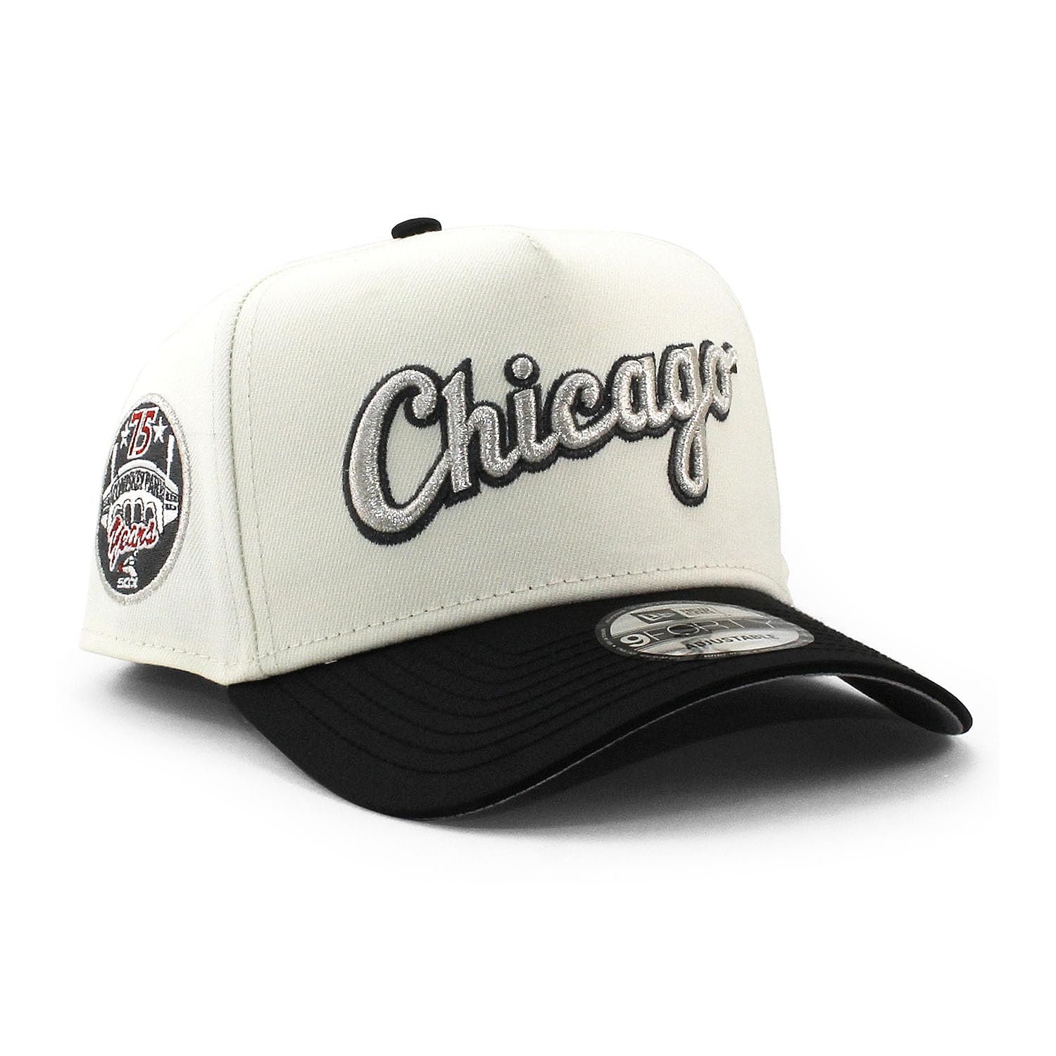 

EU Exclusive New Era 9FORTY Snapback Chicago White Sox MLB COMISKEY PARK 75YEARS GREY BRIM SNAPBACK CHICAGO WHITE SOX 940 AF Cap, A-FRAME CAP, A-FRAME