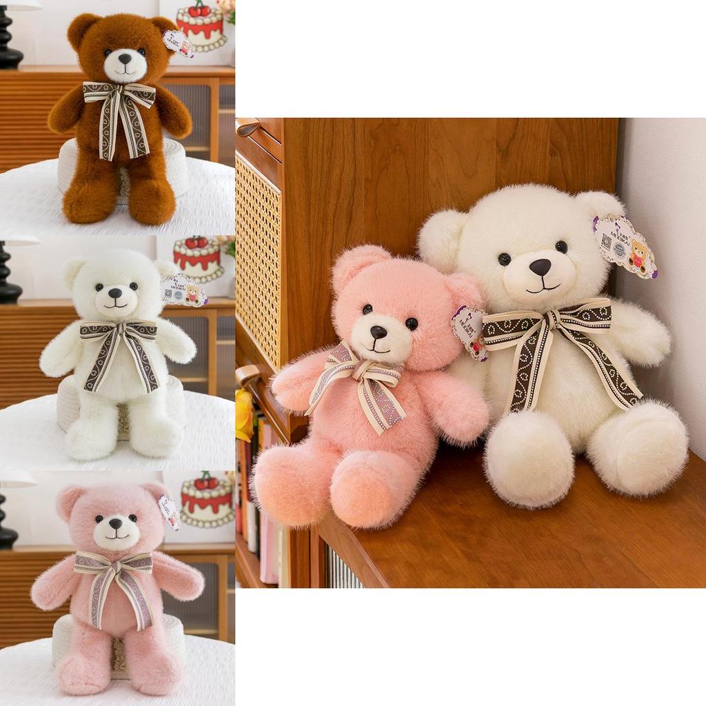 Plush Bear Toy With Bow Tie For Kids Gift And Bedroom Decor