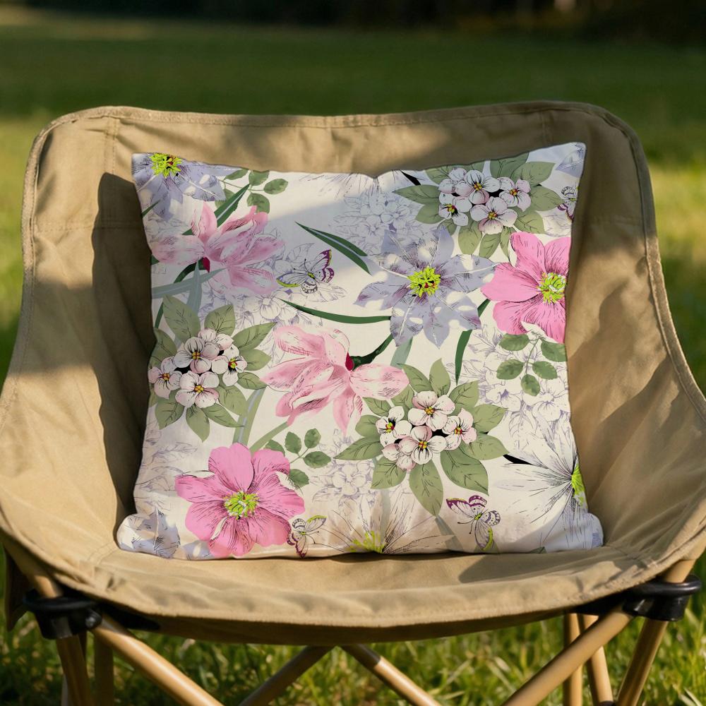 Spring Flower Print Cushion Cover Soft Reversible Durable Pillow Cover MultiScene Use for Home Car Daily Comfort