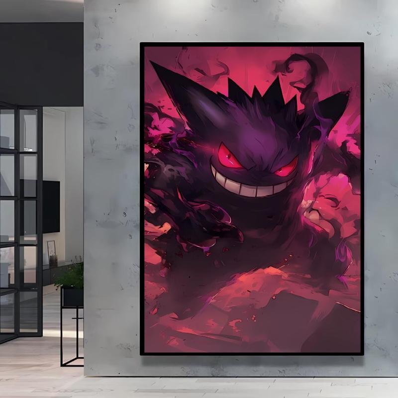 Canvas Artwork Painting Pokemon Gengar Poster Hd Prints Cartoon Character Picture Classic Modern Home Living Room Wall Decor