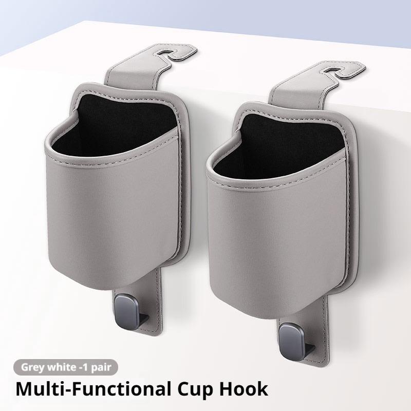 SEAMETAL Universal Car Seat Back Organizer Car Hanging Storage Bag PU Leather Waterproof Drink Holder Cup Holder with Hooks