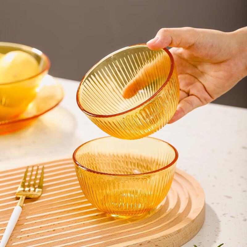 VISIONS Amber 4-Piece Heat-Resistant Glass Bowl Set