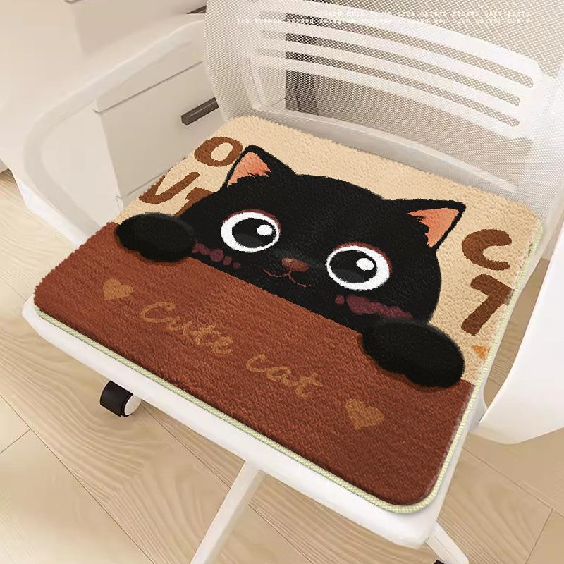 Cartoon Plush Non-Slip Chair Cushion – Soft Imitation Cashmere for Office, Student, or Sofa Seating