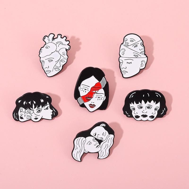 Metal Brooch Stunning With Playful Facial Expressions For Creative Accessories Fashion