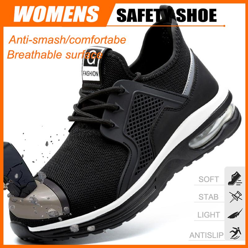 Breathable Men'S Safety Shoes Lightweigh Tmen'S Work Shoes Reinforced Solesteel Toe Shoes Man Puncture Resistant Safety Sneaker