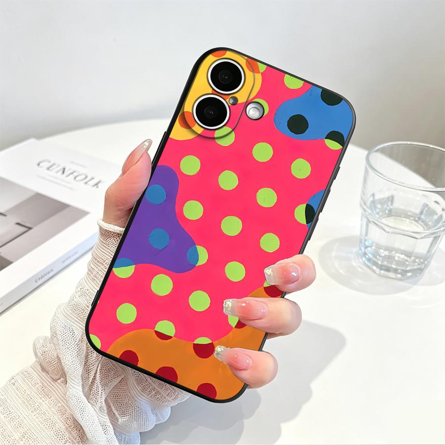 Black Dot Grid Phone Cover Case for Apple iPhone 17 18 Pro Max 15 Plus 16 18 XS XR 17e 16e 12 14 Air 13 Mini 7 8 11