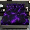 Purple Lightning Bedding Set Fitted Sheet Home Dorm Breathable All-Season Polyester Durable Twill Weave 35cm Height