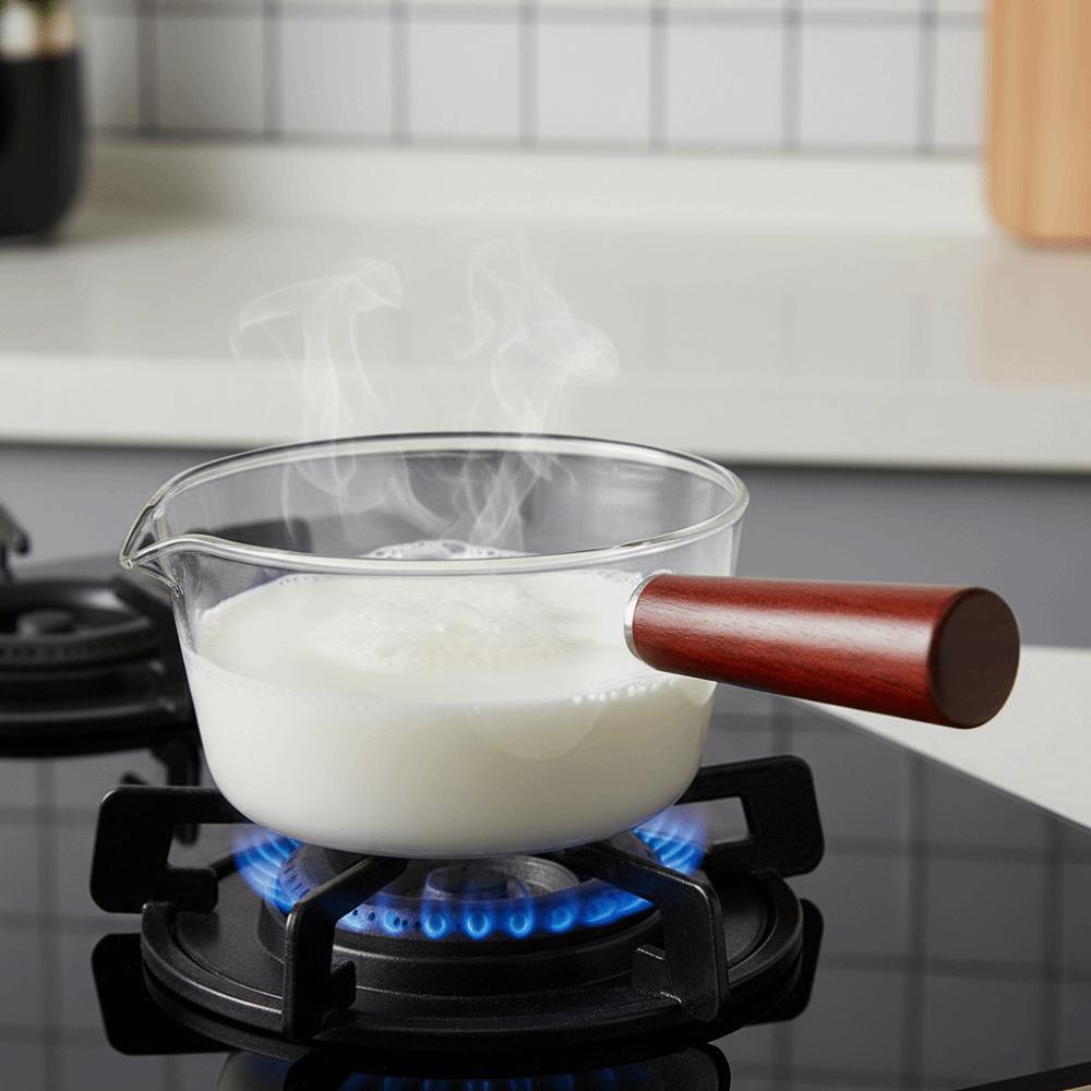 Wood Handle Saucepan Transparent Noodle Pot Salad Bowl Glass Milk Pot Porridge