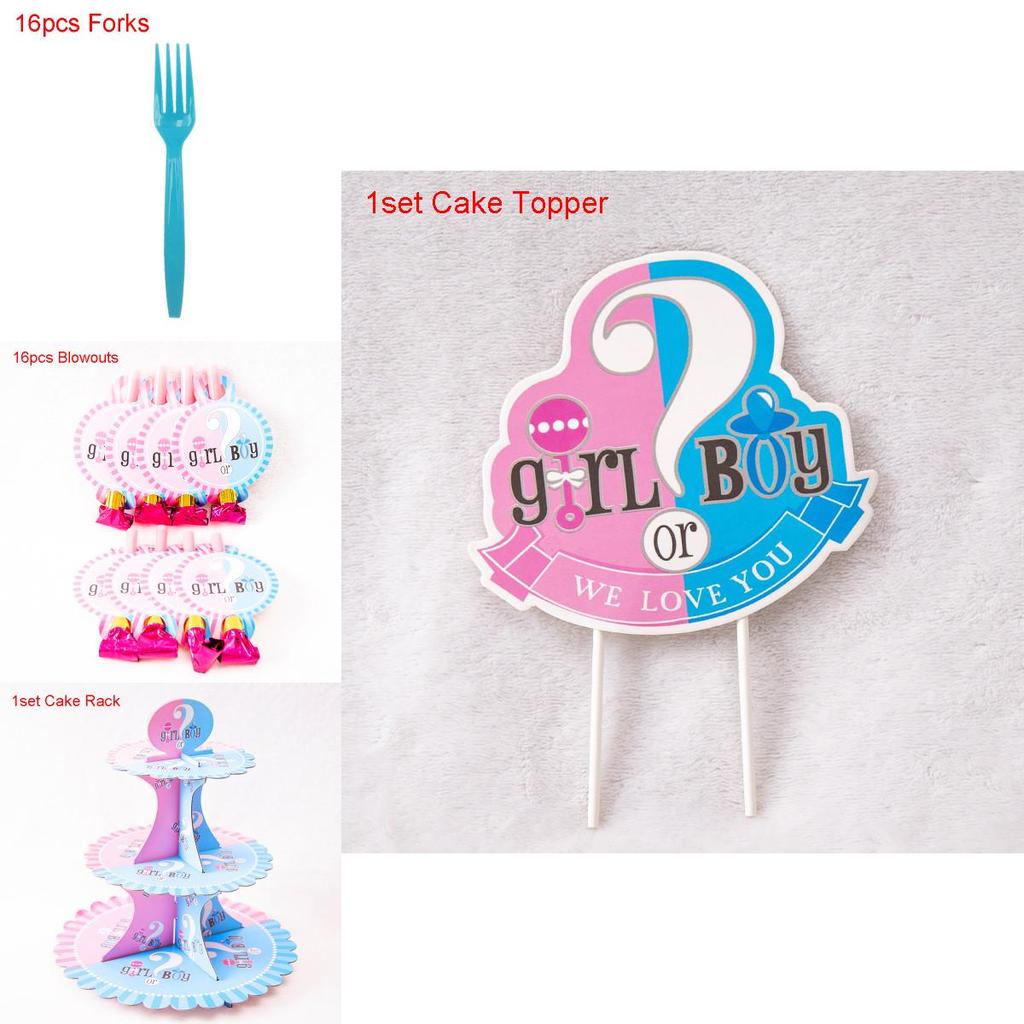 Vibrant Baby Gender Reveal Party Decoration Boy Or Girl Disposable Tableware Collection