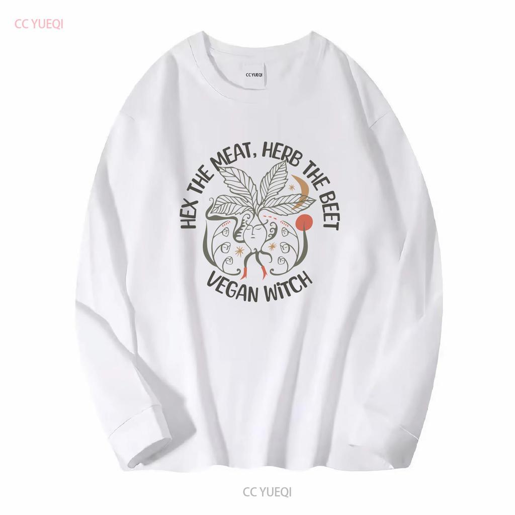 T-shirt Vegan Sorcière Halloween Femme Pour Elle Drôle Végétarien Manches Longues ou Courtes Vintage Lavé Mode