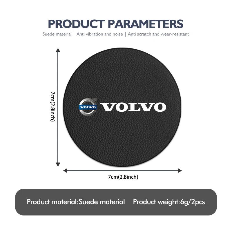 2pcs Car Cup Coaster High Quality Colorful Non Slip Pad Parts For Volvo AWD XC60 S40 XC40 XC90 C30 C70 S60 S80 S90 T6 V40 V50