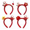 Yousheng 2026 Year of Horse Headband Plush Soft Comfortable Bright Red Hair Hoop 2026 Zodiac Hair Accessory Festive Joyful Decoration