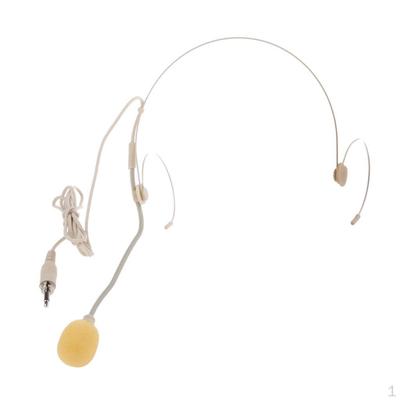Headphone Double Ear Hook Back Blectret Headband Microphone Vertical Type Plug