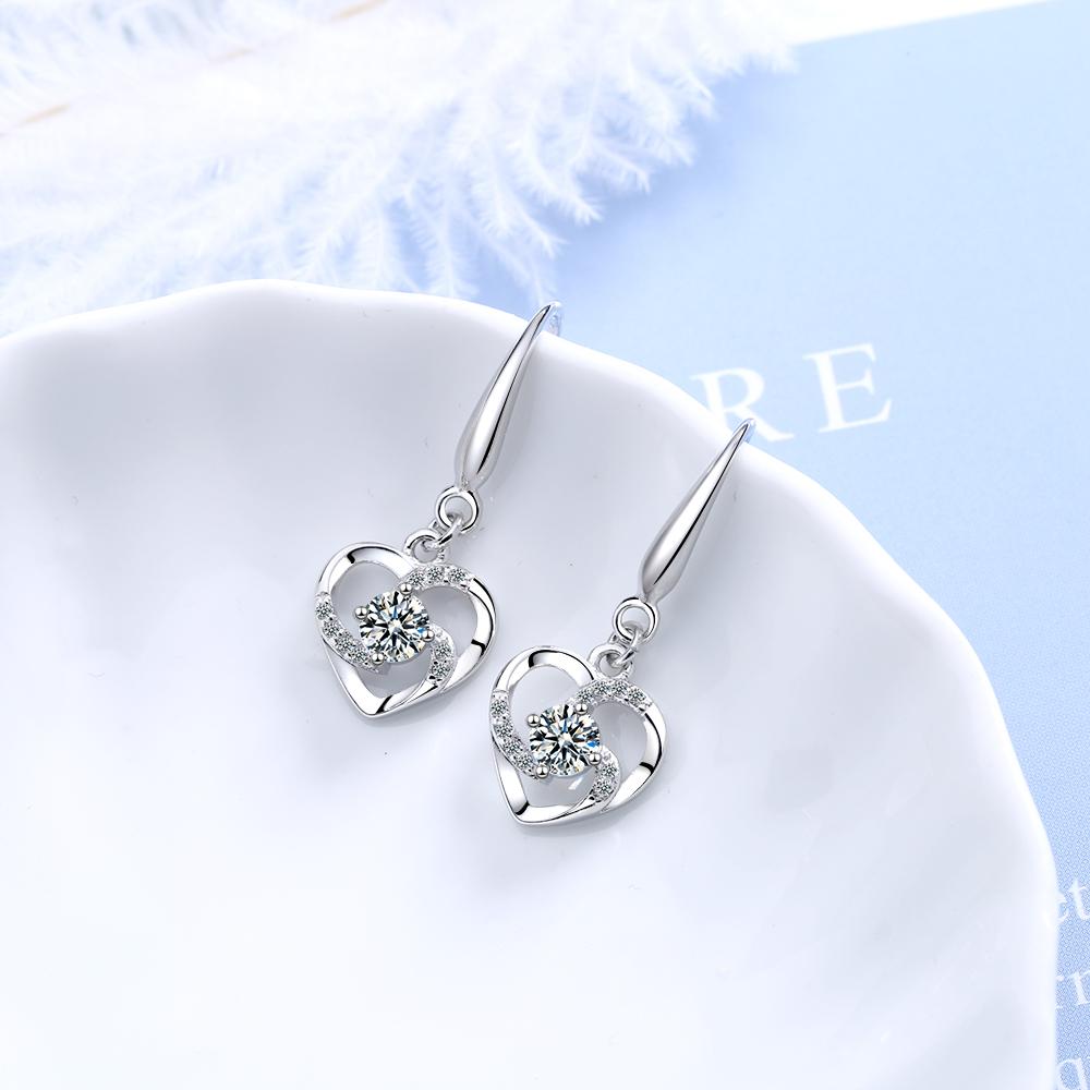 Silver 925 Jewelry Earrings Sapphire Siver Korean Ear Jewelry White/Blue/Pink Party Dating Gift Earrings