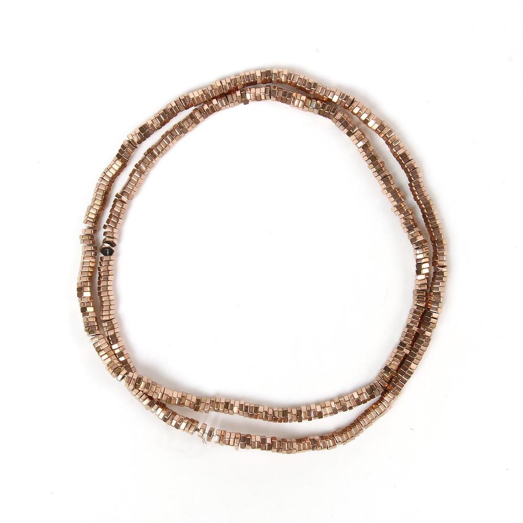 Handgefertigte Bastelfarbe, rosévergoldete Hämatitperlen, natürliche Rondelle-Perlen für Schmuckherstellung, DIY-Charms, Armband-Zubehör, 38,1 cm