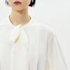 LESS 2025 Spring Loose-Fit Long Sleeve Stand-Collar Silk Blend Shirt