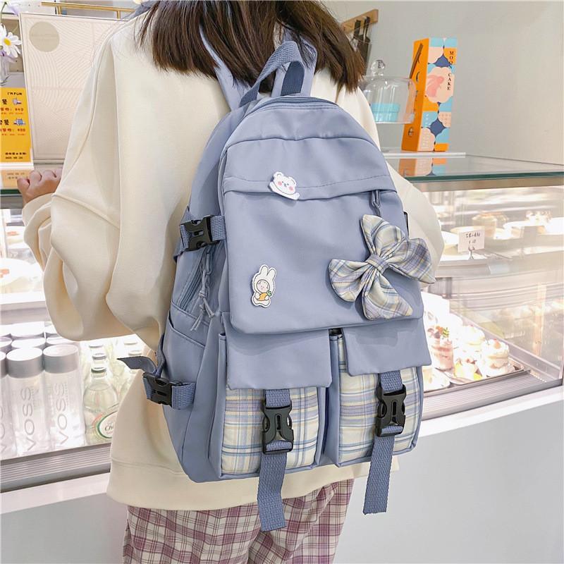 School Bow Backpack With Nylon Material And Zipper Closure For Daily Commute