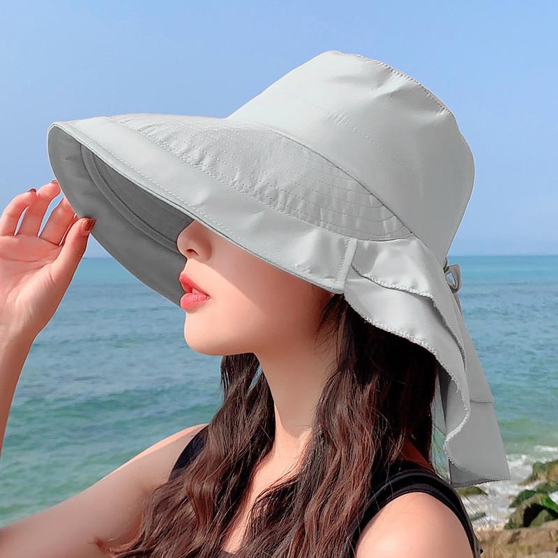 Outdoor Sun Hat For Women Summer Wide Brim Uv Sunshade Cap With Neck Protection