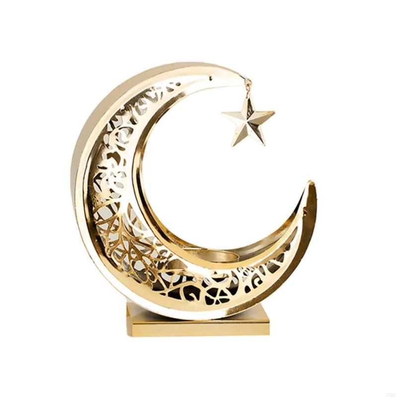 Moon Iron Metal Tealight Stand Decorative Candelabrum Hollowed Engraved Stand for Festival Celebration J0MC