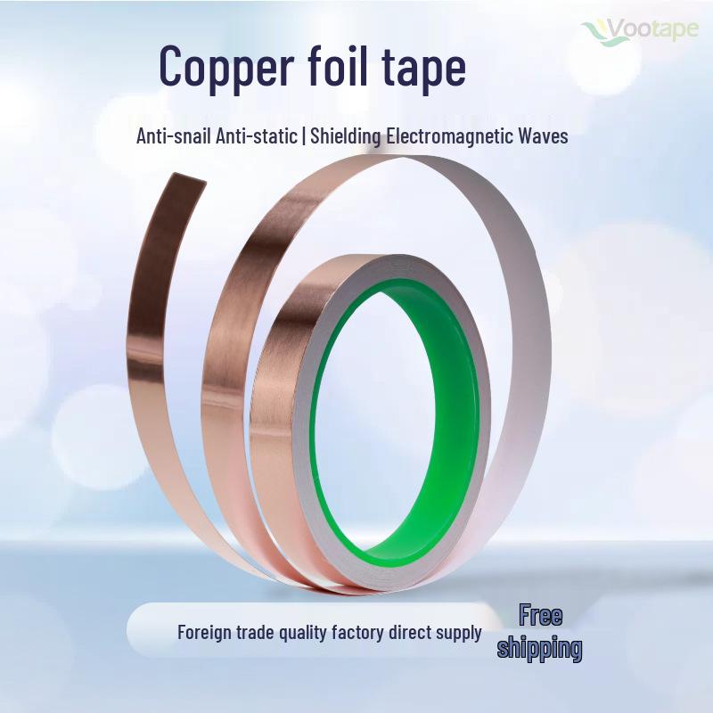 Double-Sided Copper Foil Tape for Electromagnetic Shielding, Anti-Interference, Anti-Snail, and Anti-Static Protection.