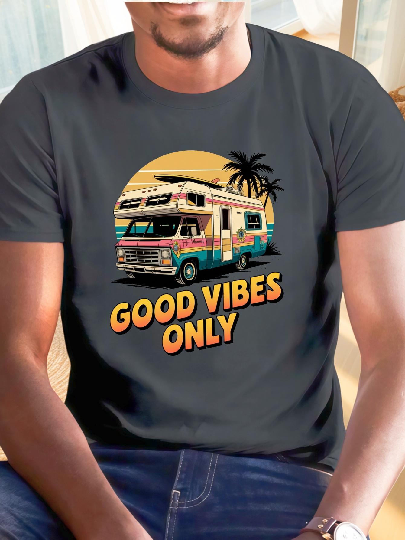 Car Good Vibes Only Print Tee Shirt L