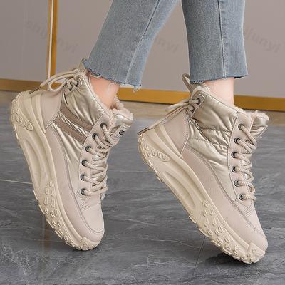 Damenstiefel Winter Plüsch Dicke Sohle Schneestiefel 2026 Neue Winter Winddichte Damen Baumwollschuhe Plateau-Sneaker Botas Mujer