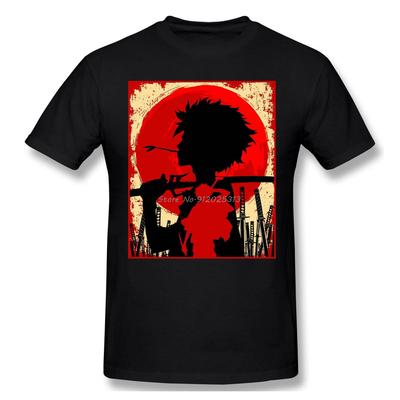 High Quality Unisex Samurai Champloo Funny Anime Unisexga Black Tshirt Samurai Sunset Mugen Pure Cotton Tees Harajuku Daily Life