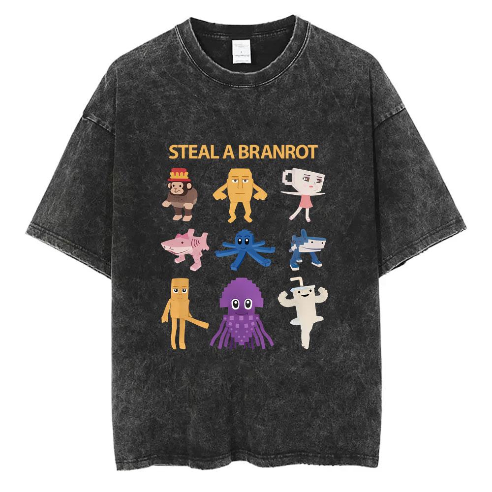 Funny Italian Brainrot Vintage Washed Tshirt Six Seven Number Tshirt Men Women Casual Oversized Streetwear Male Casual Tees