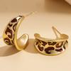 Maillard Retro Leopard Print Geometric Round Earrings Light Luxury High-end Stud Earrings Autumn and Winter Niche Temperament Earrings