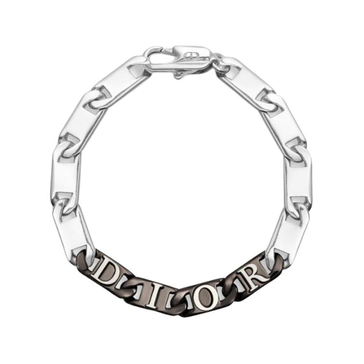 

Dior Brand Logo Brass Bracelet Unisex Bracelet Silver Ruthenium B3083HOMMTD004 L